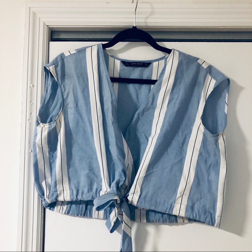 Zara Cropped Blouse with Tie Front